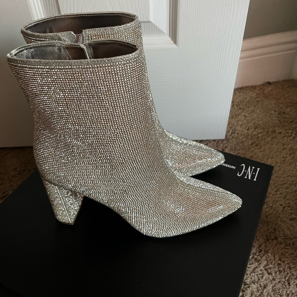 INC International Concepts Silver Heeled Boots